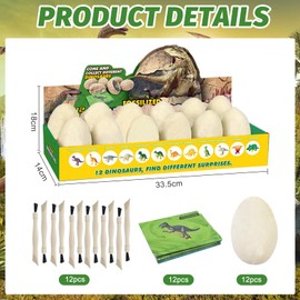 Idota Dinosaur Eggs Excavation Set, Dinosaur Egg Excavation, 12 Dinosaur Types for Toy, Gift, Children, Boys, Girls from 3-10 Years, Dinosaur Eggs for Digging Set, Archaeology, Pack of 12