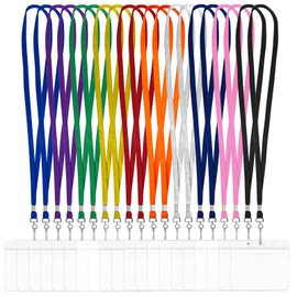 20 Pack Cruise Lanyards with Clear ID Badge Holders Horizontal Waterproof Name Tag Badge ID Card Holders and Lanyards for Office School Work IDs Cruise Ship Cards (Multicolor)