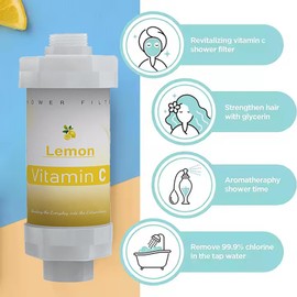 Vitamin C Shower Head Filter for Hard Water Bathroom Accessories Water Filter Replacement Cartridge Remove Chlorine Fluoride Heavy Metals Improves Skin Condition Protects Hair Bergamot Scent