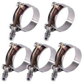 Glarks 5pcs 44-51mm Stainless Steel Hose Clamps with T Bolt for Turbo Suction Soft Hose Clamps