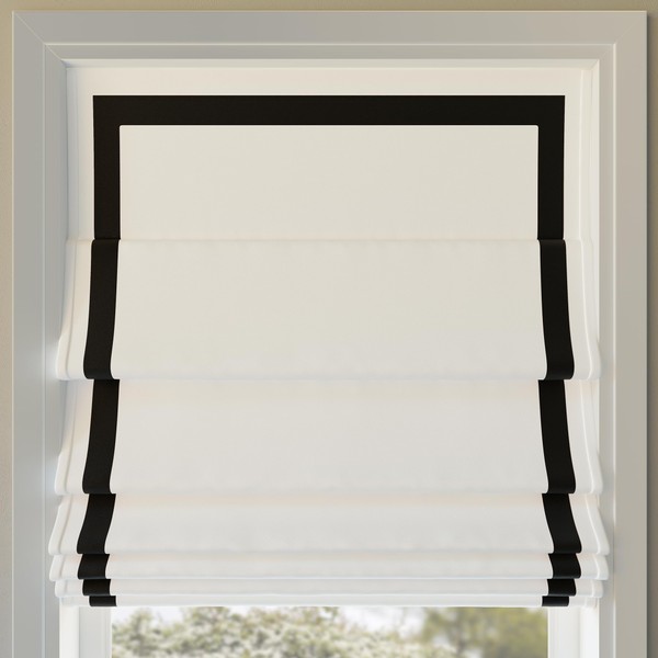 Sun Zero Denna Black Ribbon Border Stripe 100% Blackout Cordless