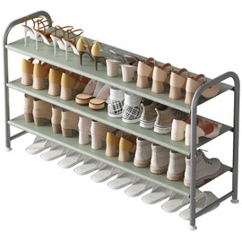 INGIORDAR Shoe Rack 3 Tier Long Storage Organizer Wide Metal Shoe Shelf for Closet Entryway Grey