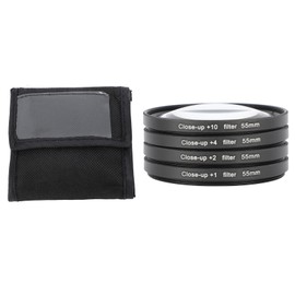 Close Up Filter Kit 4 in 1 +1 +2 +4 +10 Macro Lens Filter Optical Glass with Storage Pouch Camera Filter for Digital Camera Photo 55mm