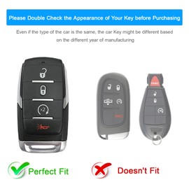 Koaudb Silicone Rubber Key Fob Cover Compatible with 2022-2019 Dodge RAM 1500 2500 3500 4500 5500 4 Buttons Smart Car Key Shell Protector with Keychain 2 Pack (DDG-BB)