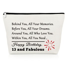 13 Year Old Gifts for Girls Makeup Bag 13th Birthday Gifts for Daughter Granddaughter Sister Friend Inspirational Gifts 13th Anniversary Birthday Gifts Travel Cosmetic Pouch 13 Year Old Girl Gift