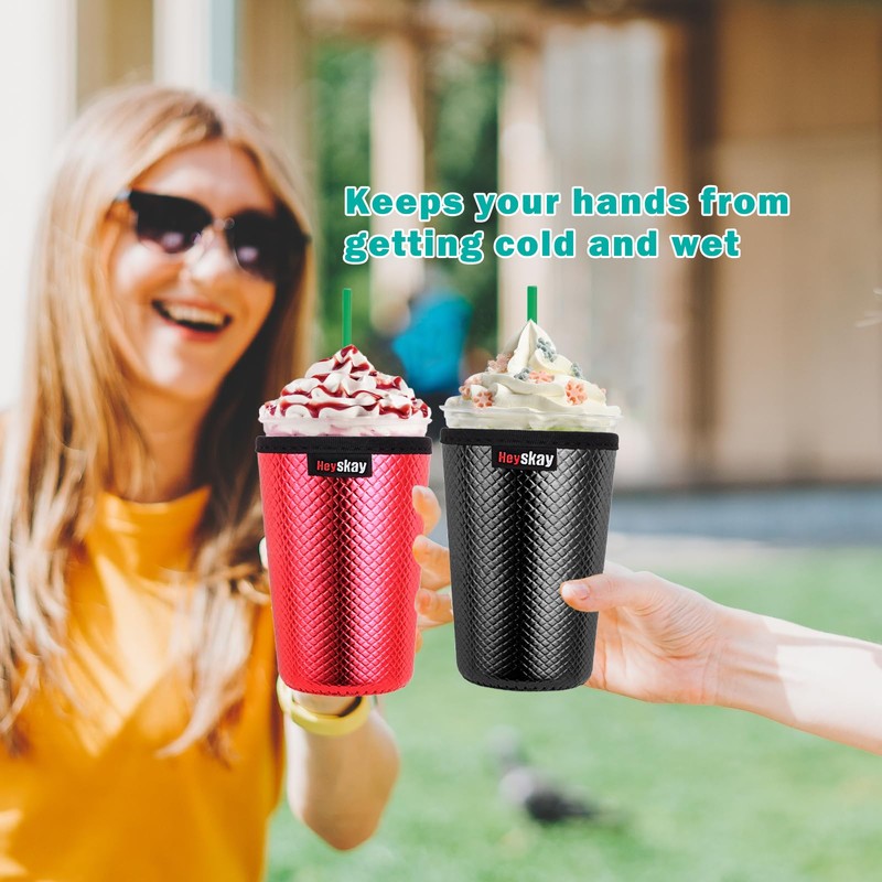 HEYSKAY Insulated Coffee Cup Sleeves Reusable Neoprene Iced Coffee Koozies