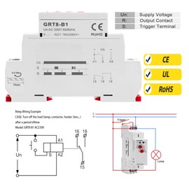 Time Relay Delay Turn Off 16A Adjustable Smart Relay Electronic Timer in Din Rail, 0.1s-10 Days Wide Range Delay Factory Automation Time Universal Voltage GRT8 AC 230V
