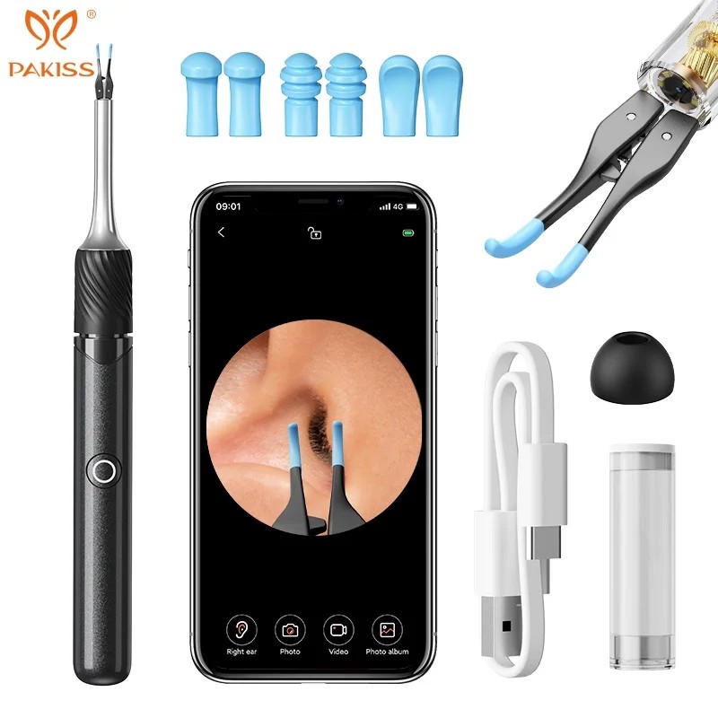 PAKISS Portable Wireless Otoscope Camera Intelligent Electric Visual Ear Cleaner