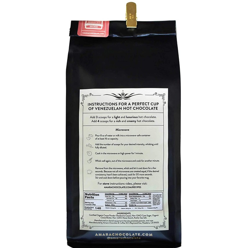 Amara Unique Venezuelan Flavors. Hot Chocolate "Gran Criollo" Dark Chocolate
