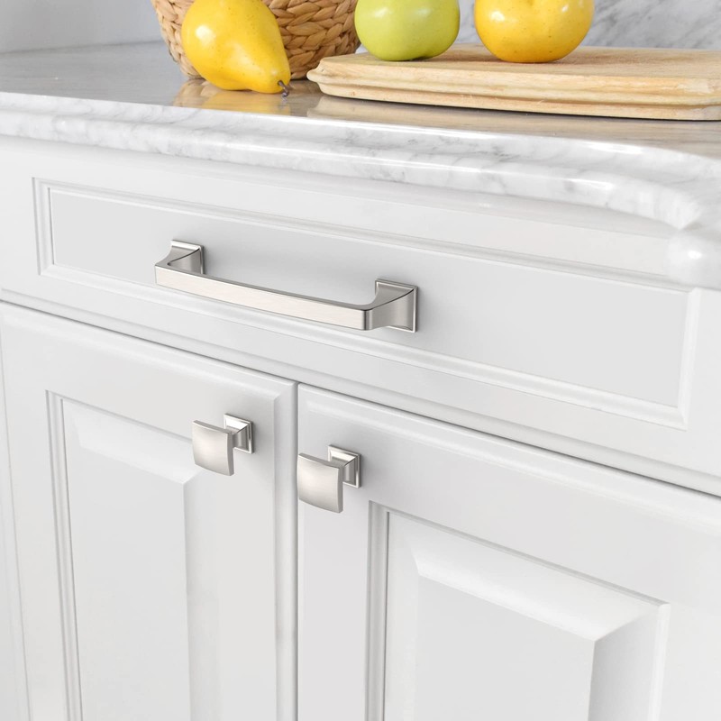 Amerdeco 10 Pack 1-1/3 Inch Brushed Satin Nickel Cabinet Knobs