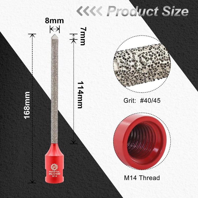 FOCSTOL Diamond Mortar Hook Drill Bit - 8 mm x