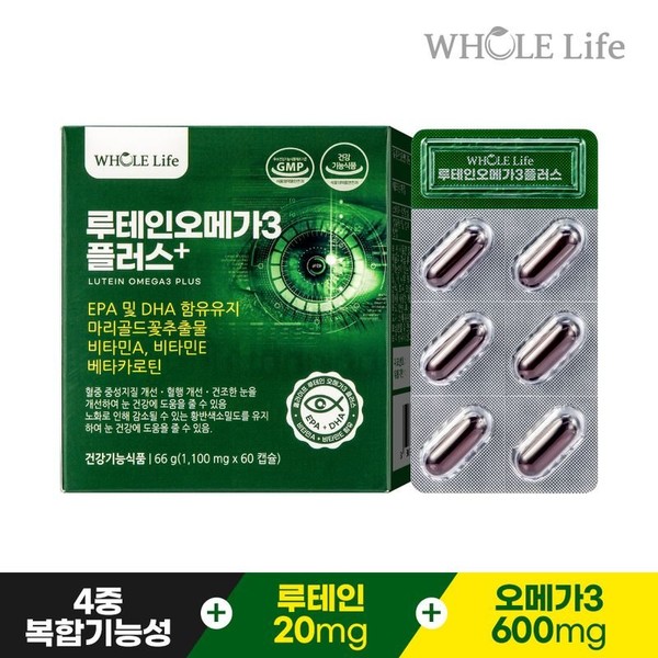 Whole Life Lutein Omega3 Plus 60 capsules x 1 box (2 months supply), single option / 홀라이프 루테인오메가3플러스 60캡슐 x 1박스(2개월분), 단일옵션