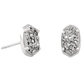 Kendra Scott Emilie Stud Earrings for Women, Fashion Jewelry, Rhodium-Plated, Platinum Drusy