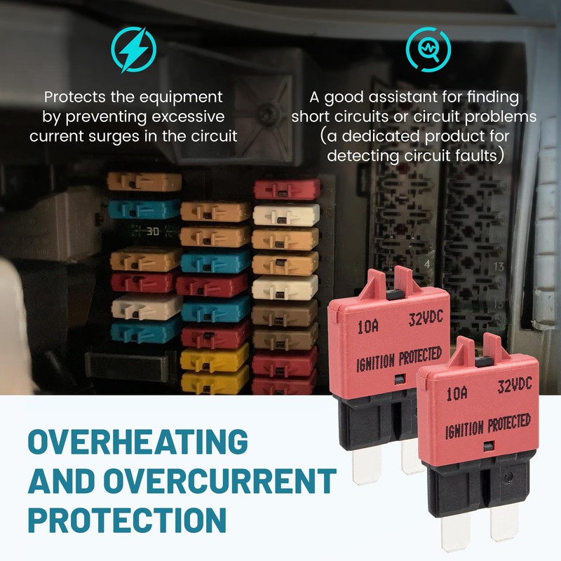 NuIth Manual Reset Mini Fuse Circuit Breakers 10A, E39 Low