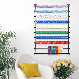 FXEIPOL Wall Mounted Scarf Display Rack 10 Layer Wall Wrapping Paper Ribbon Organizer Retail Display Scarf Rack Scarf Tie Belt Towel Rack for Retail Shops, Workspaces
