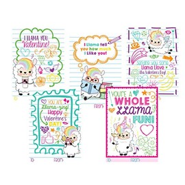 Llama Fun Themed Valentine Day Classroom Sharing Card Set (25 Included) Trendy Hipster Doodle