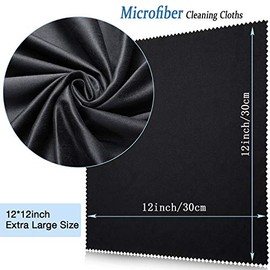 12 Paños de Limpieza de Microfibra Extragrandes de 30,48 x 30,48 cm, para Limpiar Todos Los Dispositivos Electrónicos, Pantallas de Gafas, Superficies Delicadas, Negro, 12 x 12