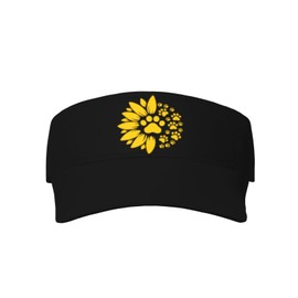 Wisedeal Sunflower Paw Print Sport Sun Visor Hats Ball Caps Adjustable Empty Top Baseball Sun Cap for Men Women Black