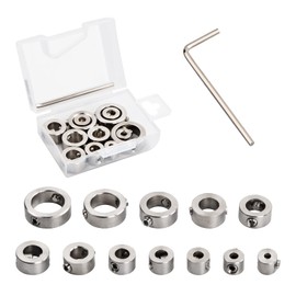 Kioiner 12Pcs Stainless Steel Drill Stop Bit Collar Set, 3-16mm Drill Bit Depth Stop Collar, Adjustable Drilling Limit Ring with Hex Wrench and Storage Box (3, 4, 5, 6, 7, 8, 9, 9.5, 10, 12, 14, 16mm)