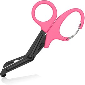 Titanium Bandage Shears Scissors EMT and Trauma Shears, Bent Stealth Black Coated for Nurses, Students, Emergency Room (Pink, 19cm)