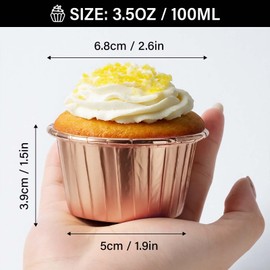 EUSOAR Aluminium Cups for Baking, 100pcs 3.5 oz Disposable Aluminum ramekins, Foil Cupcake Baking Cups Muffin Liners Cupcake Ramekin Holder for Wedding Birthday Party