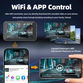 Dash Cam Front and Rear Camera, WiFi Dash Camera for Cars with 64G Card, 2.5K Car Camera Dash Cam Front +1080P Rear Dashcams with Super Night Vision, Loop Recording, G-Sensor