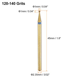 sourcing map 13pcs 120-140 Grits Diamond Grinding Bit 1mm Ball Head 2.35mm Shank 1mm Length Titanium Plated Stone Sanding Drill Bits Rotary Tool for Nails Grinding Polishing
