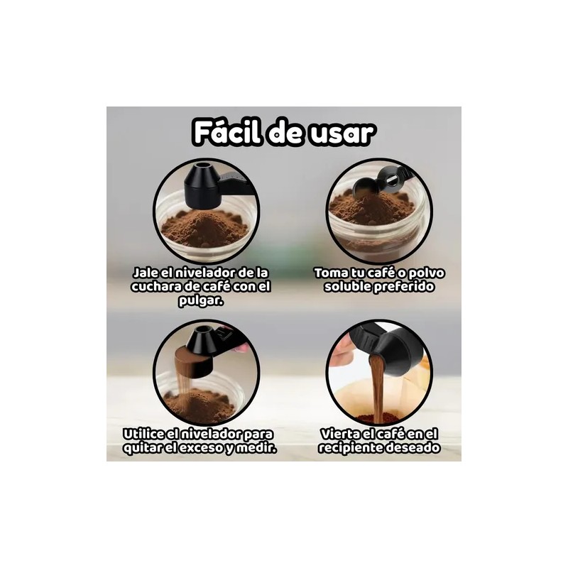 Cuchara Medidora Dosificadora Café Proteína Embudo Nivelador Transparente