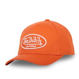 Von Dutch Mens Womens 100% Cotton Baseball Cap Lof Adjustable Cap, Orange / White