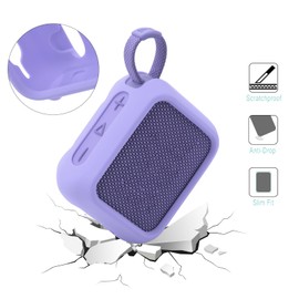 TXEsign Silicone Case for JBL Go 4, Go 4 Protective Cover, Travel Carrying Pouch w Anti-Dust Charging Cover Speaker Mount Strap (Purple)