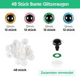 CoKeeSun 169 Pcs Safety Eyes for Crochet Toys Set 6mm-12mm, Plastic Crochet Eyes and Noses for Amigurumi Colorful Glitter Toy with Washers for Teddy Bear Making DIY Dolls Crafts