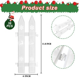 36PCS Christmas Tree Fence Decorations, White Small Plastic Picket Fence Panels, Xmas Indoor Outdoor Gate for Tree Weeding Party Garden Home Decorations (Assembly Needed)