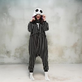 Jack Skellington Onesie Costume Unisex Adult Pajamas for Women and Men Large