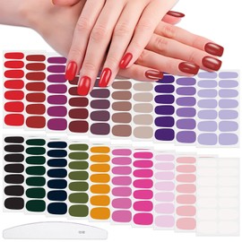 WOKOTO 20 Sheets Solid Nail Polish Strips for Women Girls Mix-Color Nail Polish Stickers with Nail File Kit Multi-Color Stick On Nails Stickers Full Nail Wraps Strips Nail Gel Stickers for Nails