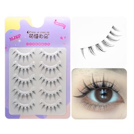 K-07 Natural False Eyelashes, Natural, 5 Pairs Popular, Transparent Axis, Soft Core, Ultra Lightweight, Soft, Handmade, Actress Eyelashes, Cosplay Makeup