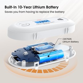 Carbon Monoxide Alarm Detector, 10-Year Sealed Battery Travel CO Detector with Digital LCD Display, Battery Powered CO Alarm for Home, Office and Travel