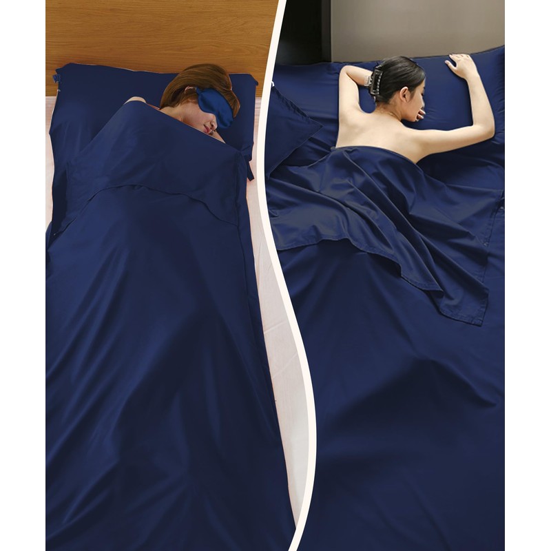 2-in-1 Sleeping Bag Ultralight with Zip Cushion Compartment Cotton Thin