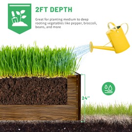 SnugNiture SnugNiture 2 Pcs 4x2x2FT Raised Garden Bed Galvanized Planter Garden Boxes Outdoor, Deep Root Planter Raised Bed for Vegetables Flowers Herbs,Brown