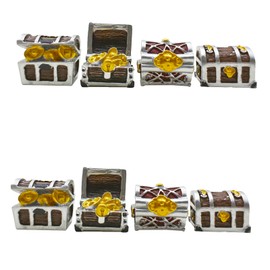Pinenjoy 8Pcs Mini Aquarium Treasure Chest Miniature Gold Jewelry Box Model for DIY Diorama Craft Fish Tank Terrarium Decorations