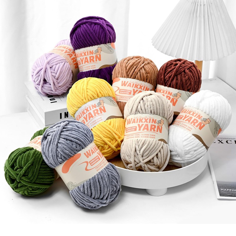 （2 Azure） 2 Pack Super Soft Fuzzy Chenille Chunky Yarn