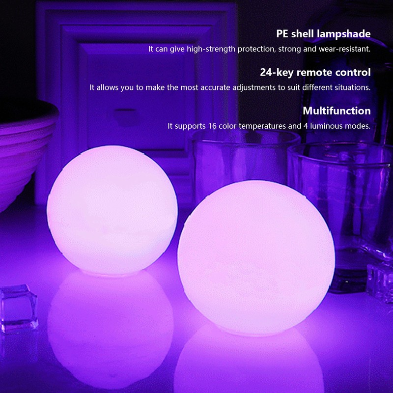 LED Round Lamp RGBW 24Key Remote Control 16Color Dimmable 4Mode