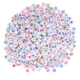 1000pcs Letter Beads Round Color Alphabet FiveStar Peach Heart Acrylic DIY Bracelet Tool