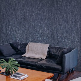 Wallpaper Navy Dark Blue Distressed wallcoverings Faux Concrete Textured Modern