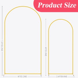 Asee'm Metal Arch Backdrop Stand Set of 2 (7.2FT,6FT) Gold Arched Frame for Wedding Ceremony Parties Birthday Baby Shower Garden Decoration