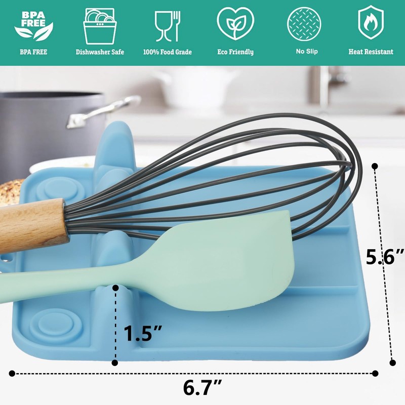Spoon Rest, Silicone Spoon Holder for Stove Top with Drip