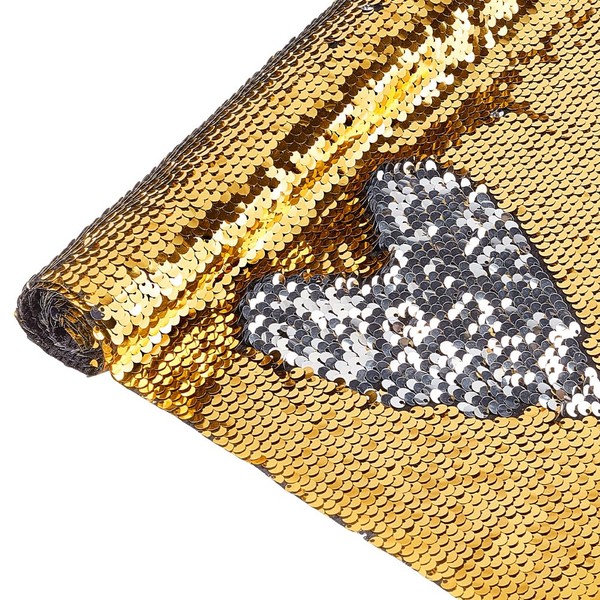 BENECREAT 100 x 33 cm Two-Tone Sequin Fabric, Reversible Shimmering