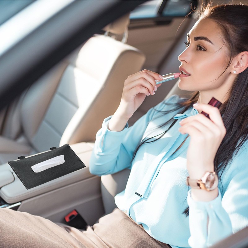 PATIKIL Car Tissue Holder, PU Leather Rectangle Napkin Paper Towel