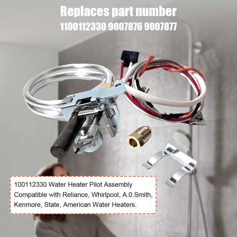 BOVZOR 100112330 Water Heater Pilot Assembly, Replaces 9007876 Thermopile Replacement