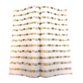 Suiwen 150pcs Gold Heart Wax Paper, Food Picnic Paper, Greaseproof Deli Paper, Waterproof Dry Hamburger Paper Liners Wrapping Tissue for Plastic Food Basket 25 * 22cm (9.8 * 8.6inch)