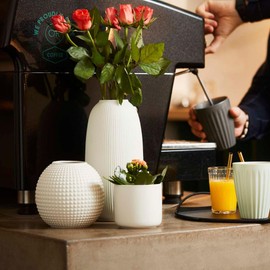 Point-Virgule Small Vase, Decorative Living Room, Beautiful, Ceramic, Light Grey, 14 x 13 cm